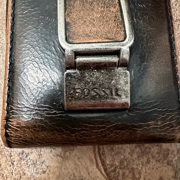 SOLD-Fossil Brand Money Clip Wallet for Belt Men’s One Size Brown Leather Silver - Picture 2 of 6